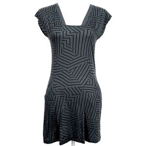BDG / Gray Geometric T-shirt Dress with Pockets / Small / Indie Sleeze Emo Y2K